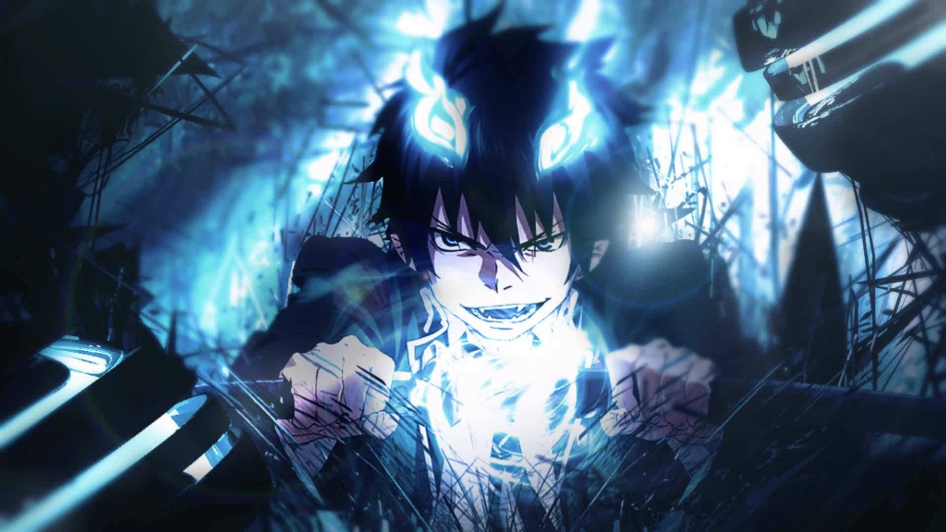 Anime blue exorcist okumura rin darkness screenshot puter wallpaper special effects