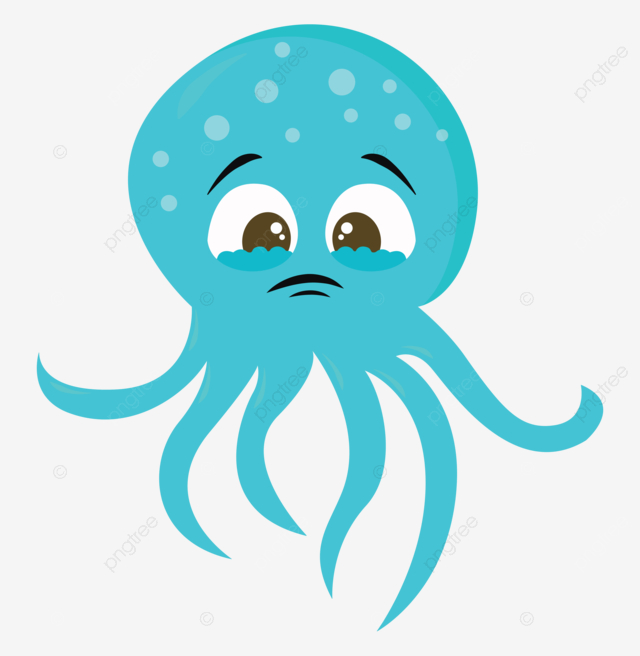 Of a blue octopus looking sad in vector format on a plain octopus vector cartoon png transparent image and clipart for free download