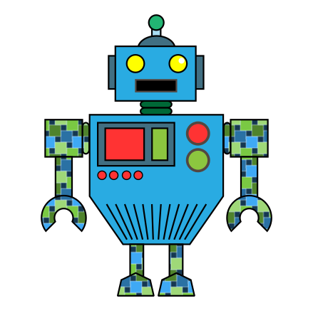 Blue robot with red eyes clip art image