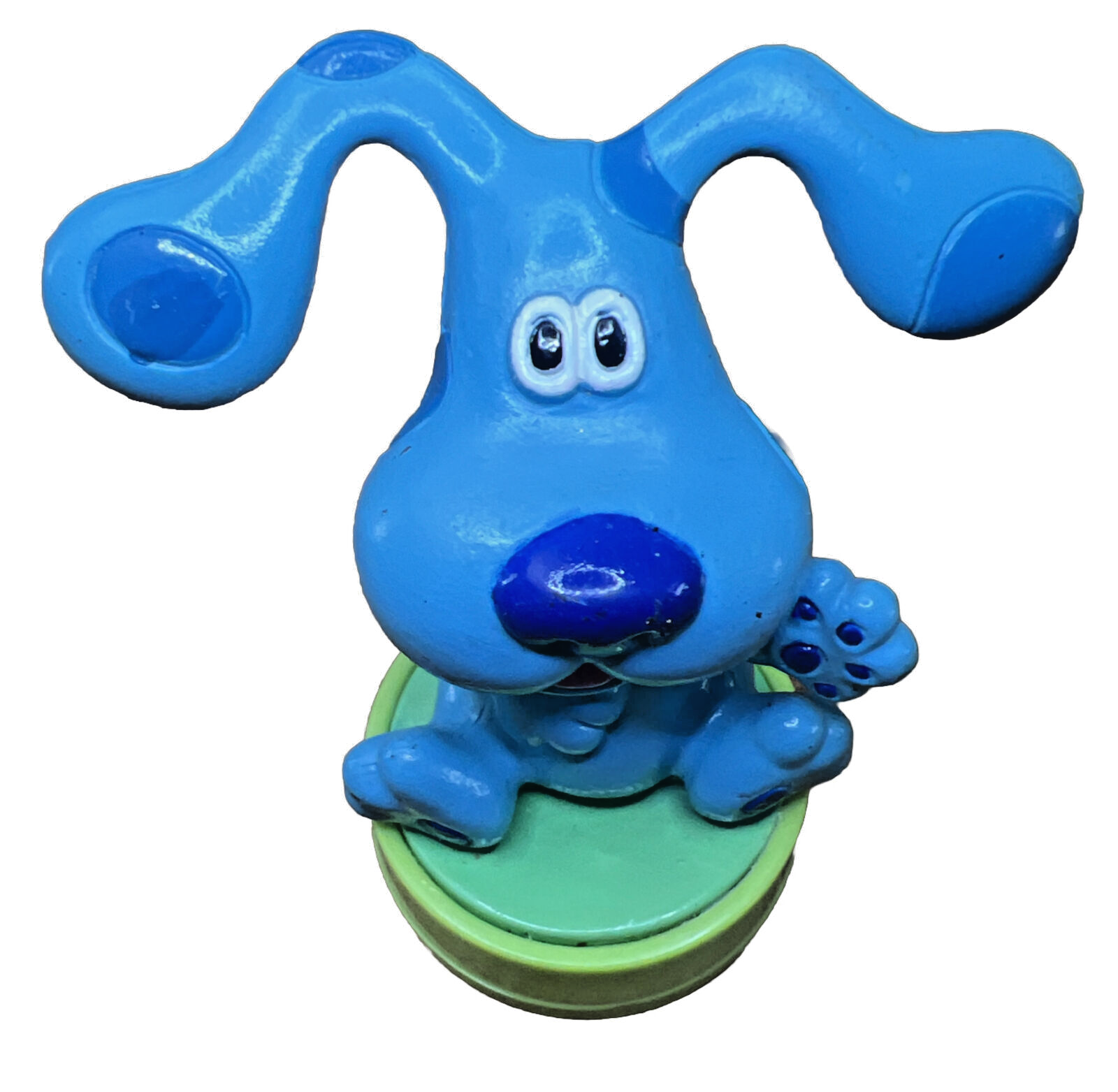 Vtg blues clues blue rubber stamp green paw print base via nickelodeon