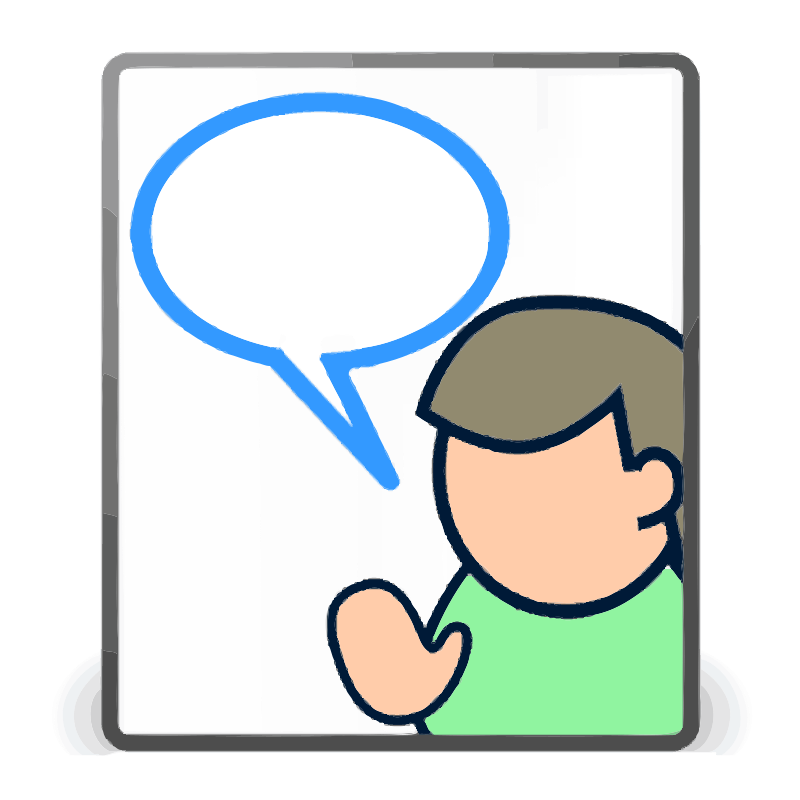 A cartoon drawing of a person with a blue speech bubble clip art image