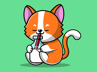 Cute cat drink milk by moksha labs on