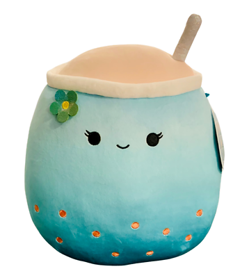 Squishmallows jakkaria the boba tea plush ombre blue bubble tea rare new