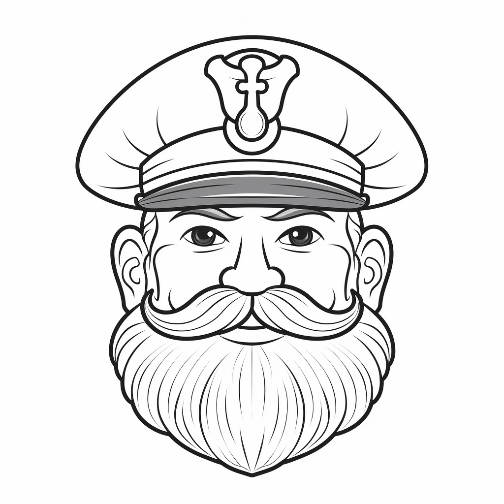 Happy captains hat anchor coloring page for kids d simple vector monochromesimple vector line art white background easy to color cartoon clipart childrens drawing a k white background