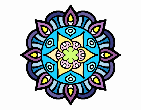 Colored page mandala vegetal life painted by user not registered