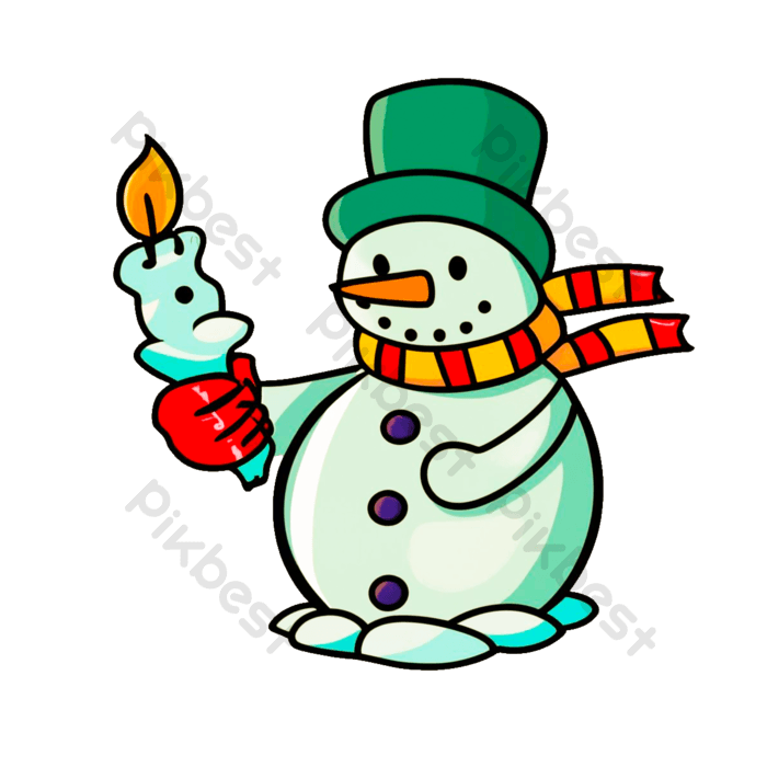 Funny snowman with candle png png images psd free download