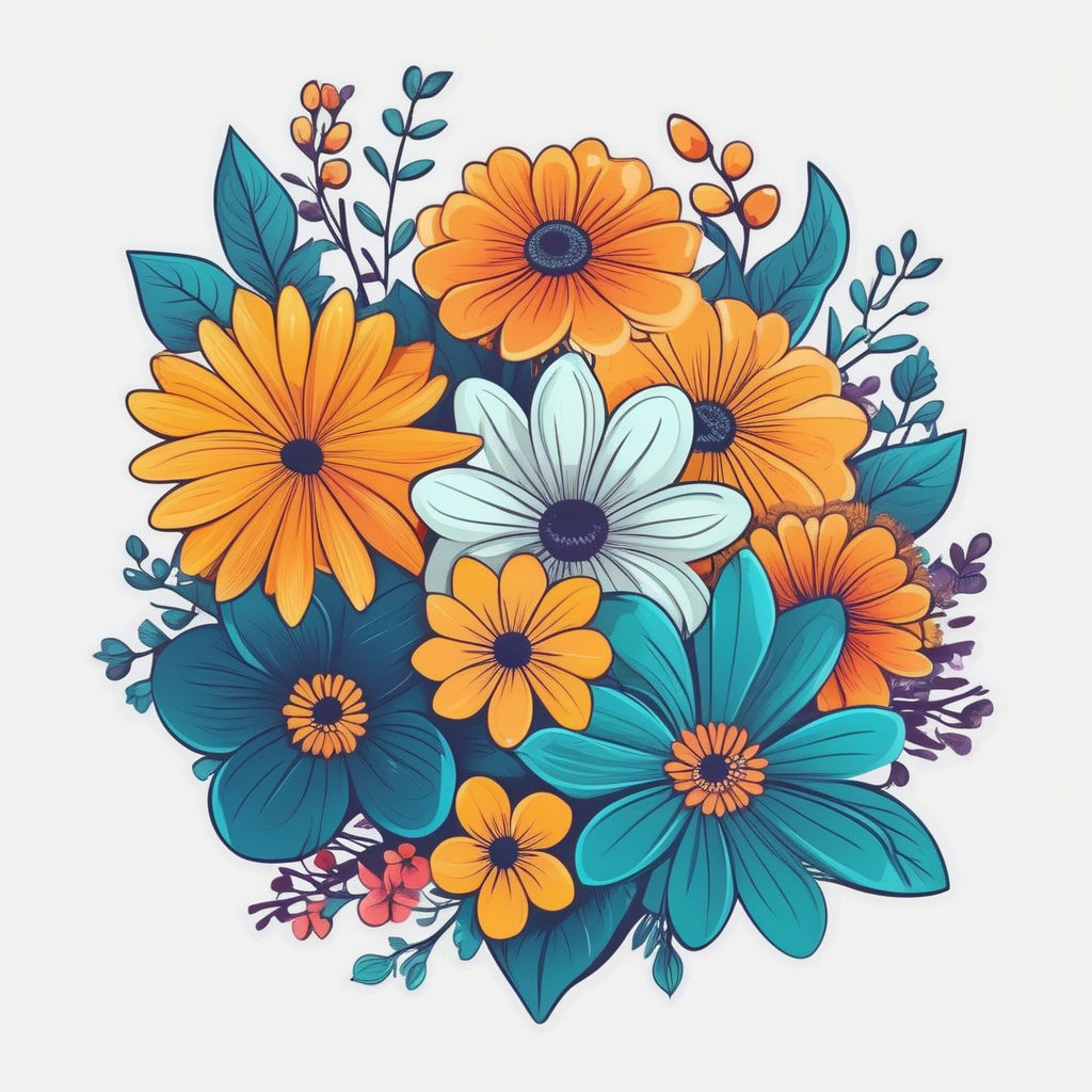 Cute coloring flowers clearly art print