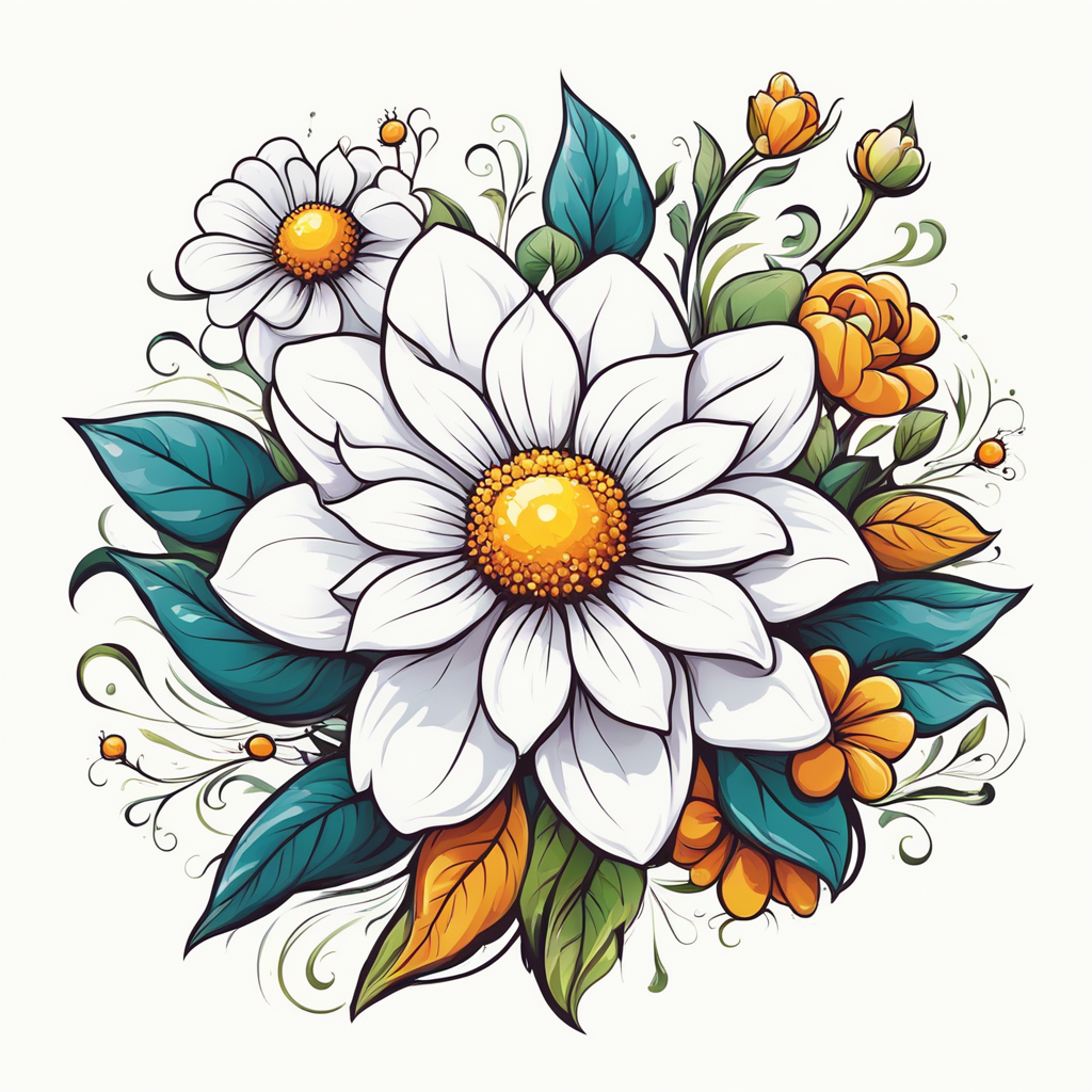 Draw a very pretty flower in detail