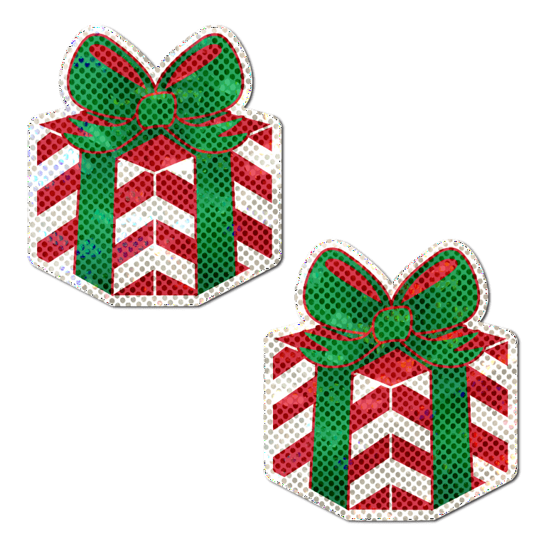 Gift christmas present wrapped with bow nipple pasties by pastease