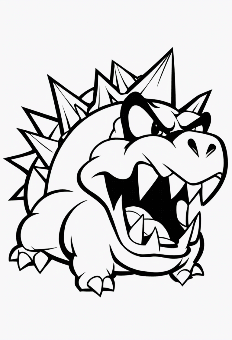 Bowser at the bowsers castle throne room coloring page