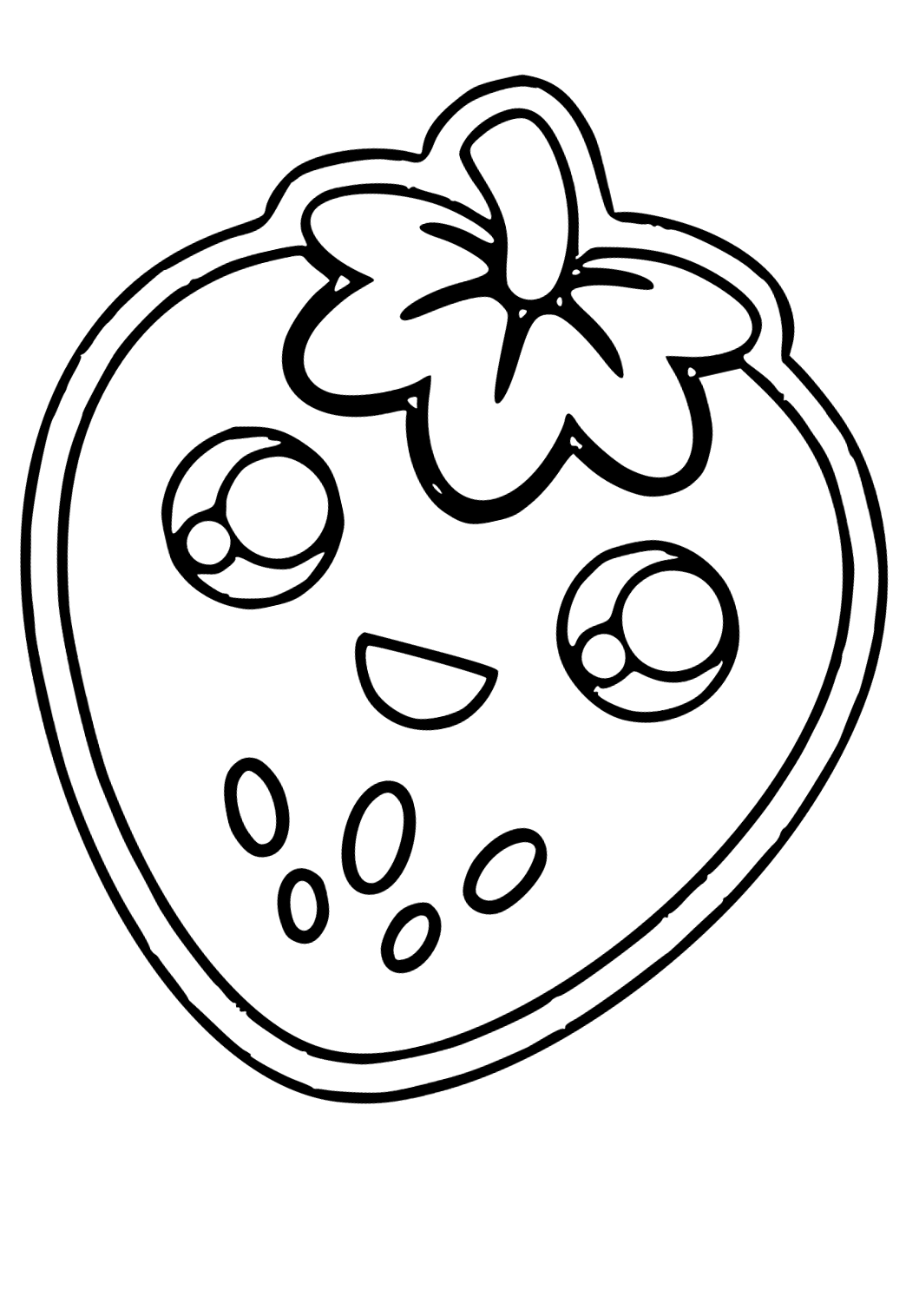 Free printable cute kawaii strawberry coloring page sheet and picture for adults and kids girls and boys