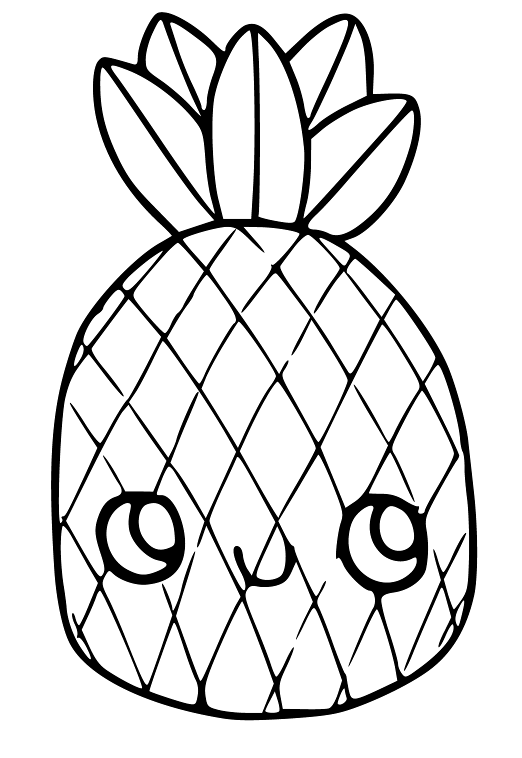 Free printable cute kawaii pineapple coloring page sheet and picture for adults and kids girls and boys