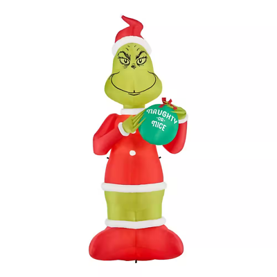 Ft led grinch in santa suit led airblown yard inflatable free shipping