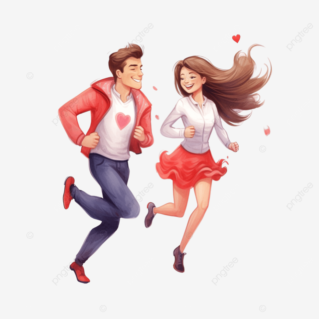 Sweet couple running on valentine day dating couple dating lovers png transparent image and clipart for free download