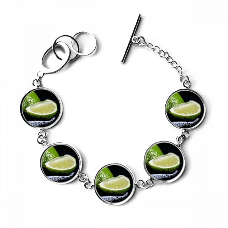 Fresh fruits green lemon picture bracelet chain charm bangle jewelry