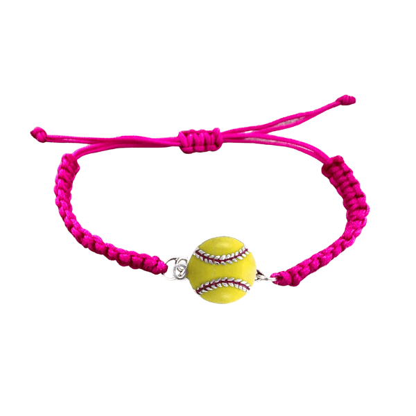 Softball charm rope bracelet