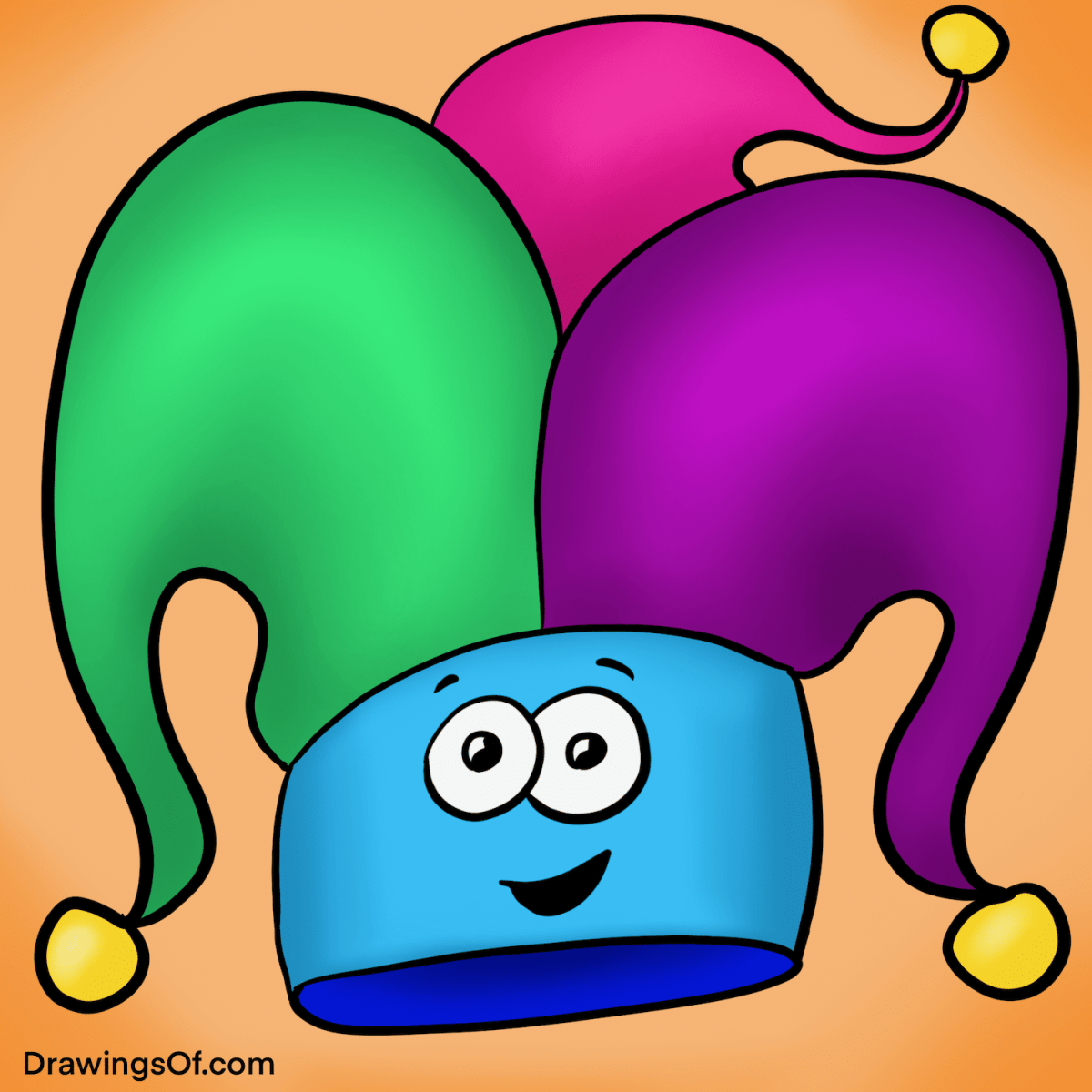 Jester hat drawing easy cute cartoon instructions