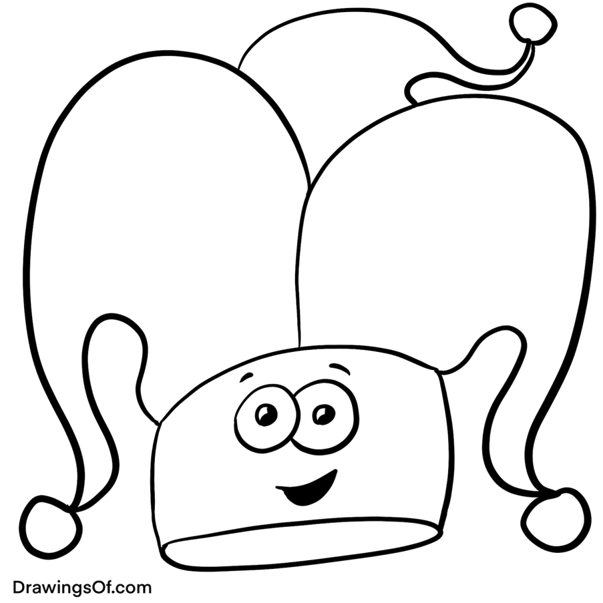 Jester hat drawing easy cute cartoon instructions