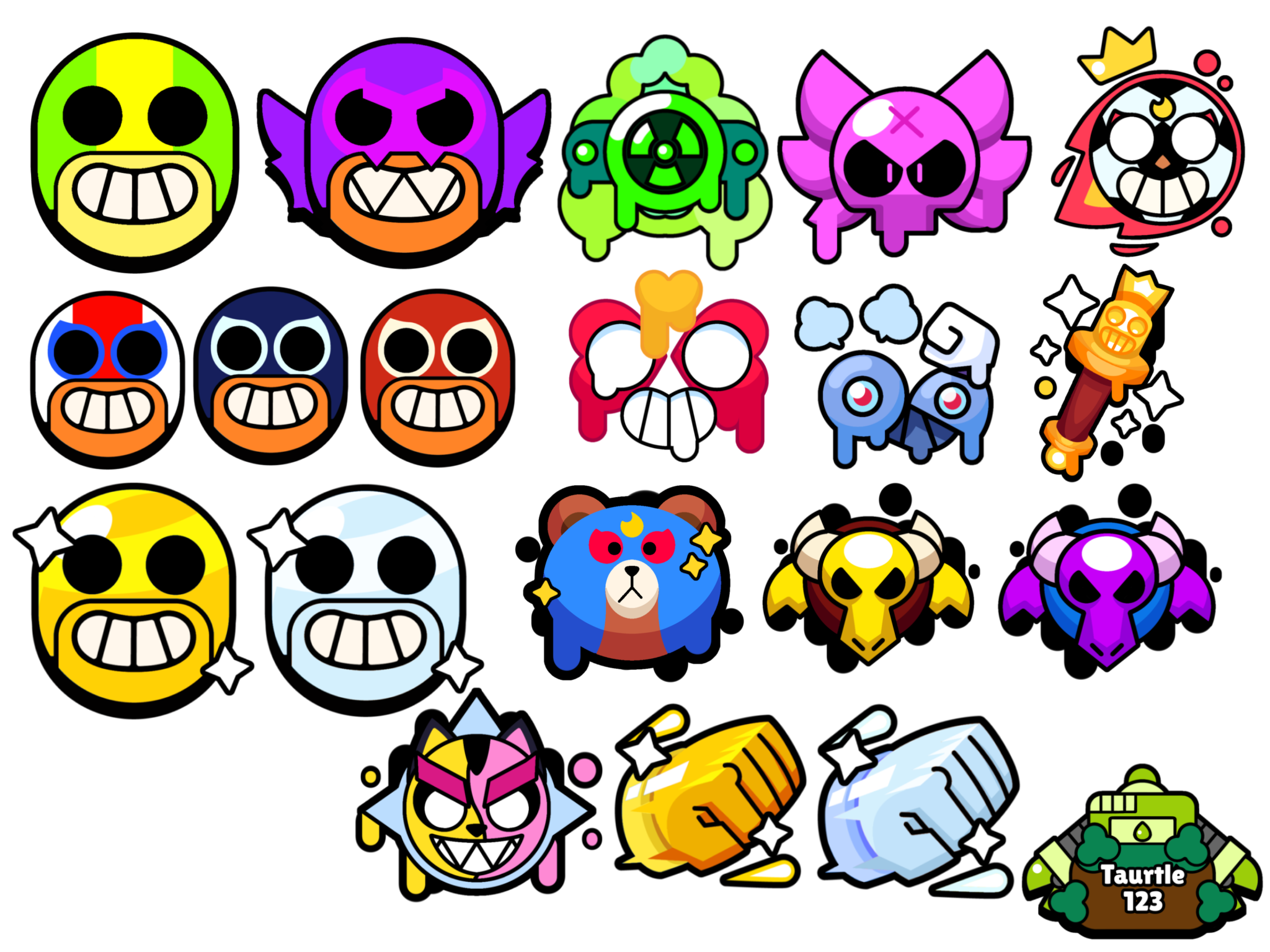 Pinssprays for all epic brawlers skins rbrawlstars