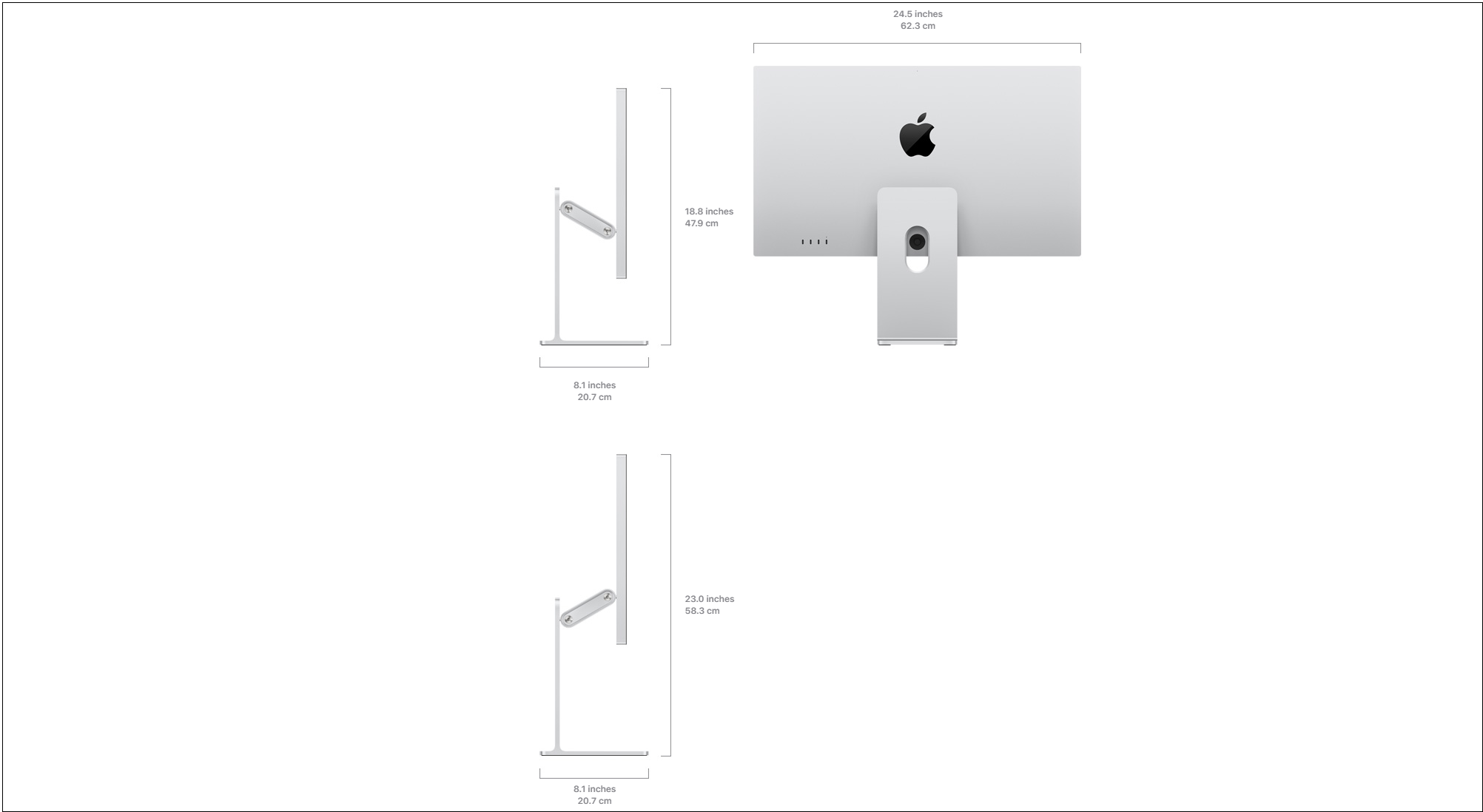 This will not stand want to adjust apple studio displays height please