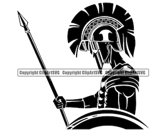 Trojan warrior spartan battle war sword viking war king mascot angry man game design art silhouette logo svg png clipart vector cut cutting