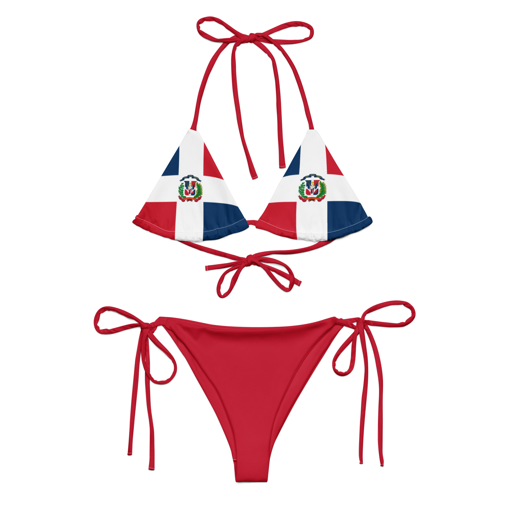 Dominican republic flag two piece red string bikini set swimsuit â dominican girlfriend