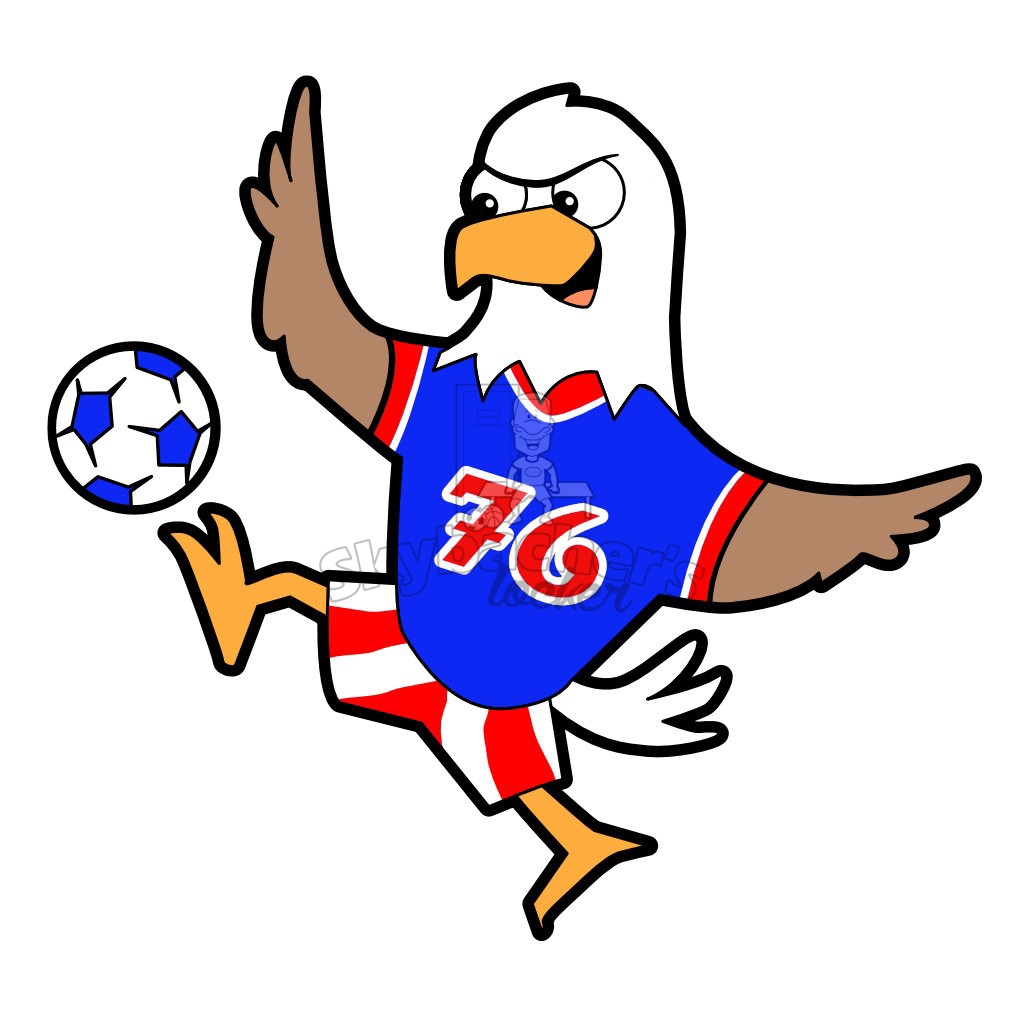 Eagle kicking soccer ball