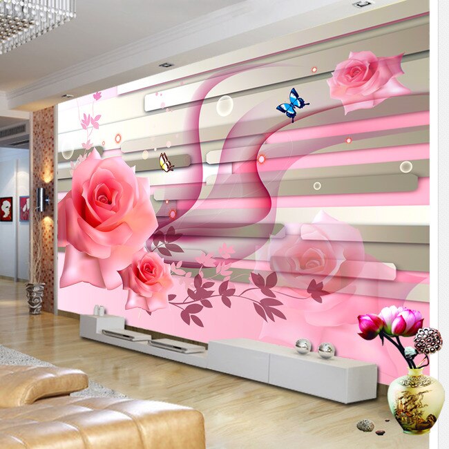 Awesome tv background wall wallpaper chinese living room d visual wallpaper mural dreamy pink rosepink pigletpink drew brees jerseypink supplies