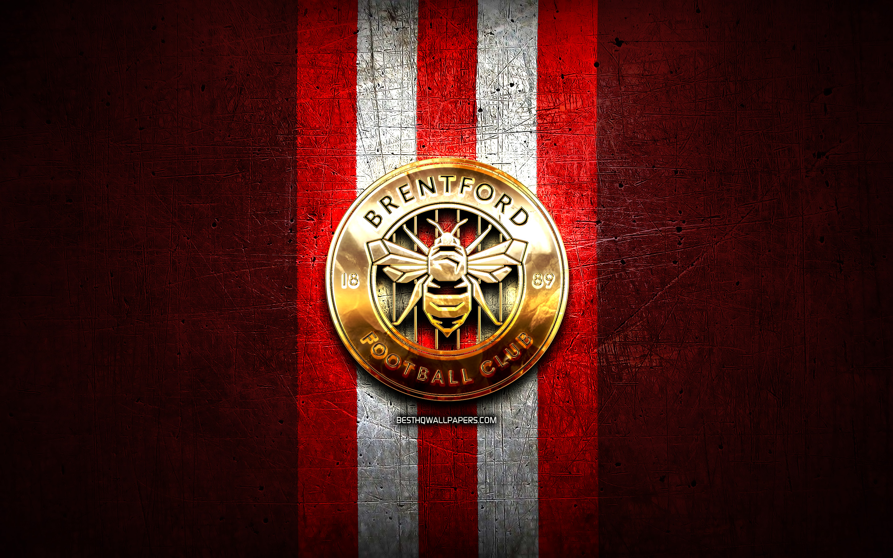 Download wallpapers brentford fc golden logo efl championship red metal background football fc brentford english football club brentford fc logo soccer england for desktop with resolution x high quality hd pictures wallpapers