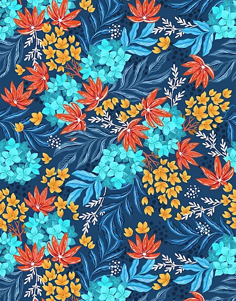 Bright Floral Fabric, Wallpaper and Home Decor
