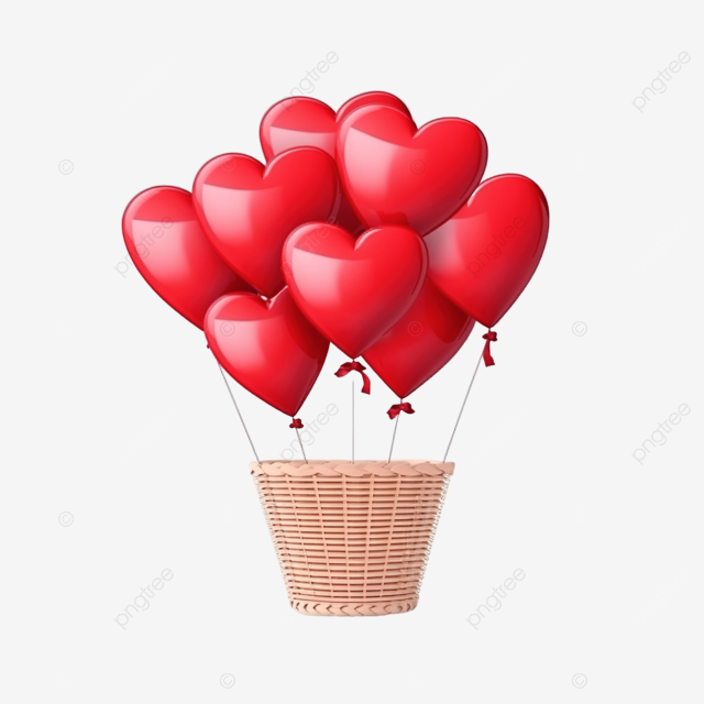 Hearts balloons with basket to valentines day celebration love day valentines day heart valentines day png transparent image and clipart for free download