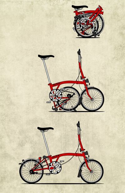 Brompton cycle the worlds most popular folding bicycle this illustration is made up of an estimated indivuaâ folding bicycle bike poster bike drawing