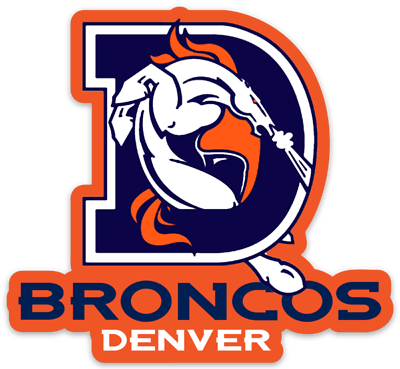 Denver broncos logo with bronco in center of denver d type die