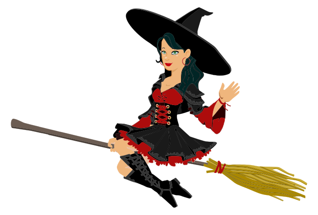 Witch on broomstick clip art image