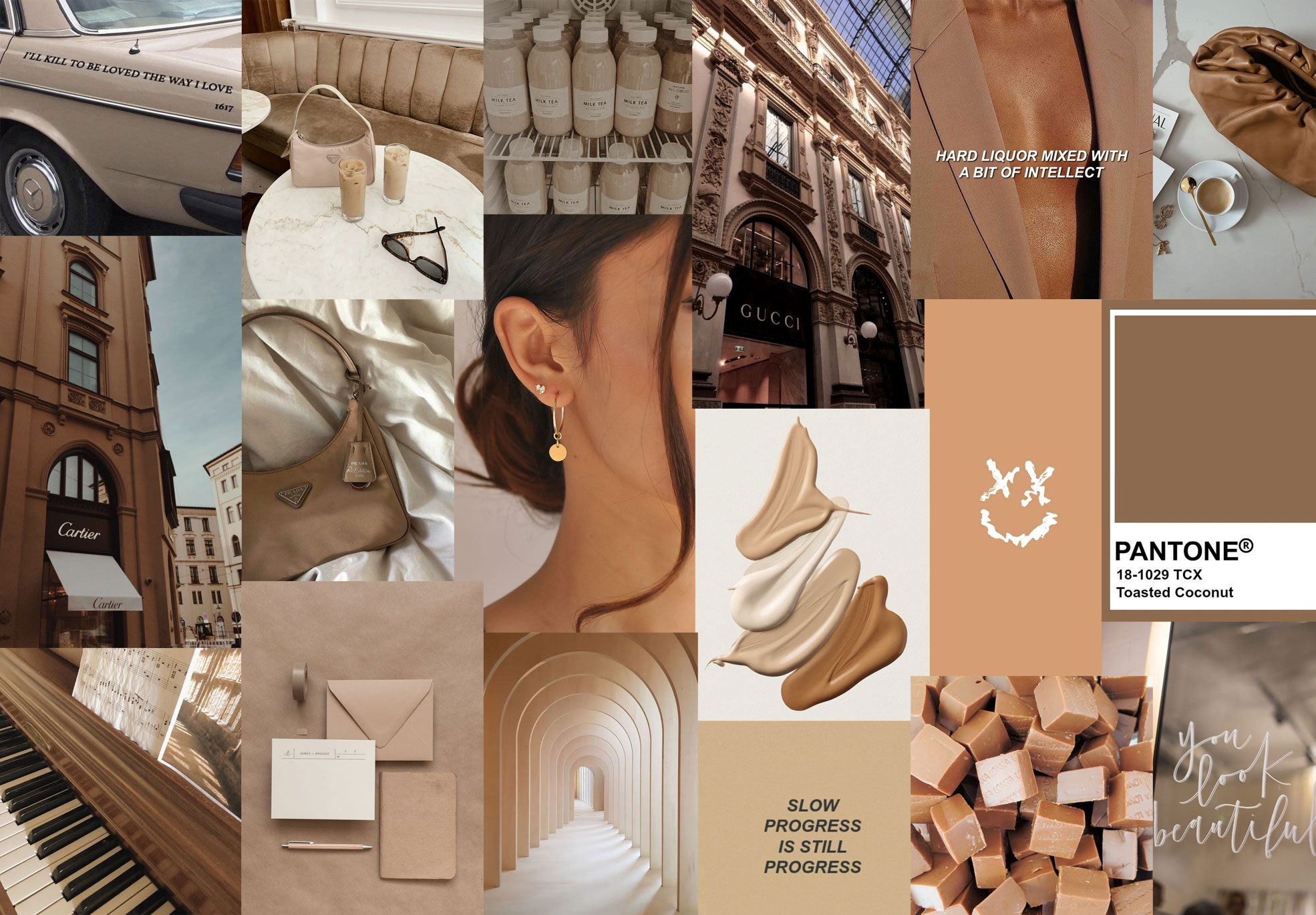 Brown Aesthetic Collage Desktop Wallpaper MacBook Wallpaper, 45% OFF