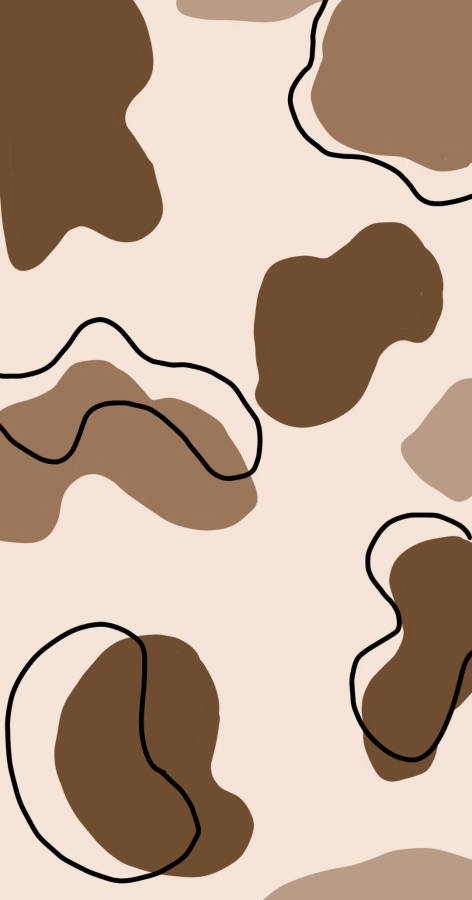Painted Brown Cow Print Repeat Pattern Wallpaper