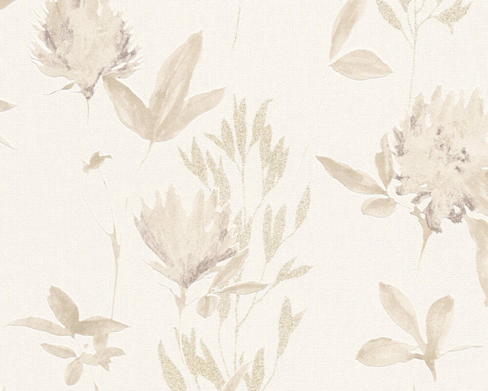 As crãation wallpaper flowers beige brown metallic