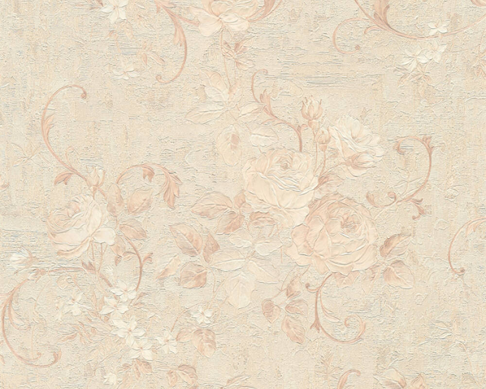 As crãation wallpaper flowers beige brown cream gold