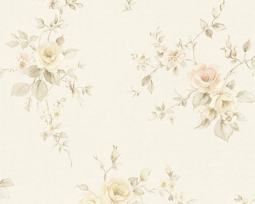 As crãation wallpaper flowers beige brown cream pink