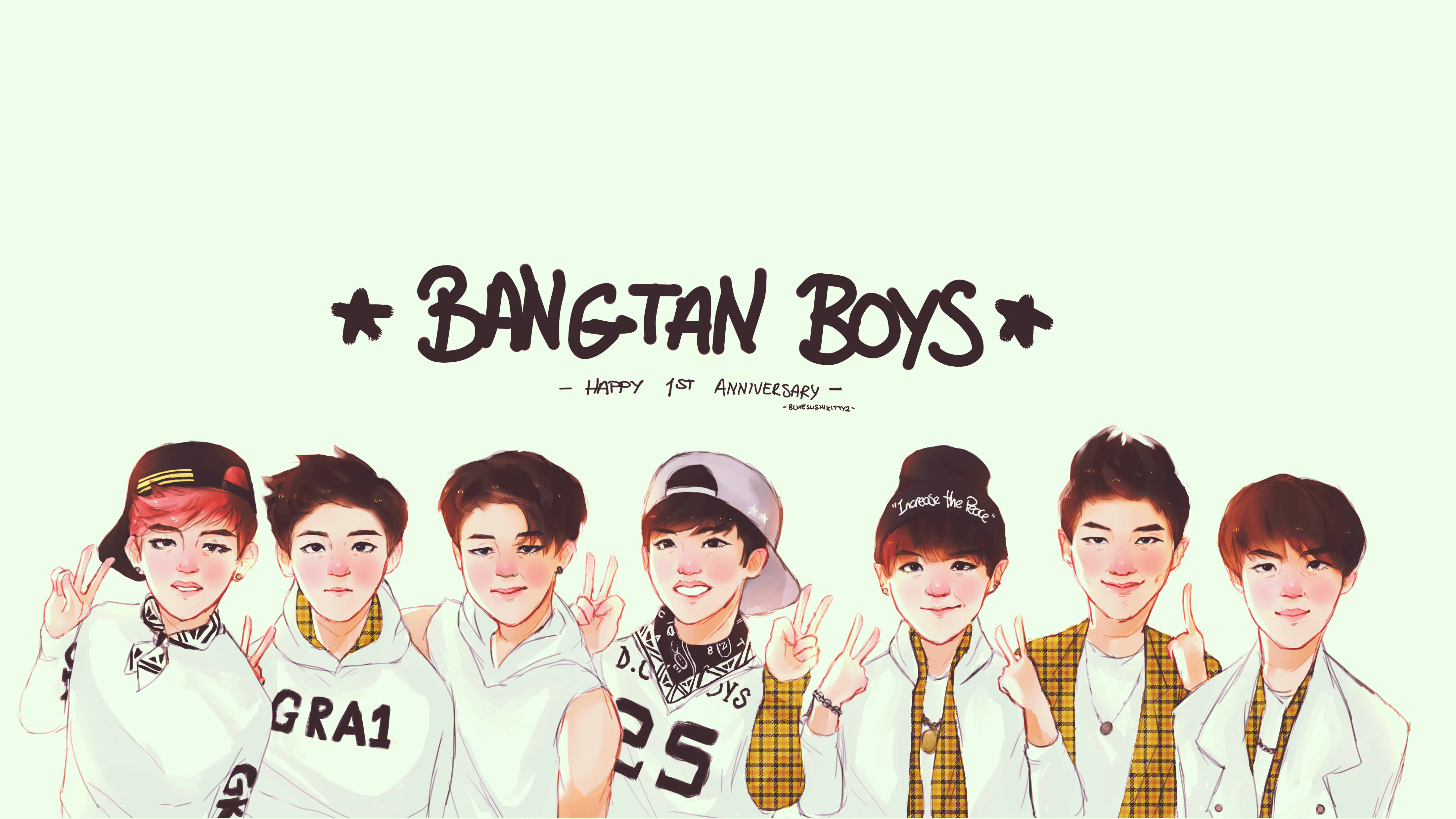 Download bts group aesthetic anniversary fanart wallpaper