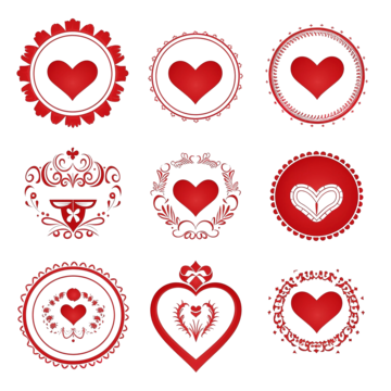 Set of the seal of valentine love ribbon valentine love symbol png transparent image and clipart for free download