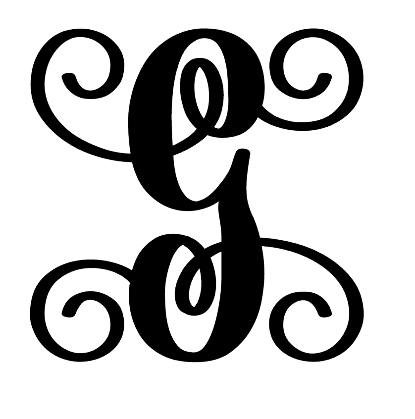 Scroll monogram letter g vinyl decal sticker for home cup mug car wall a