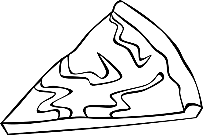 A slice of pizza with a black background clip art image