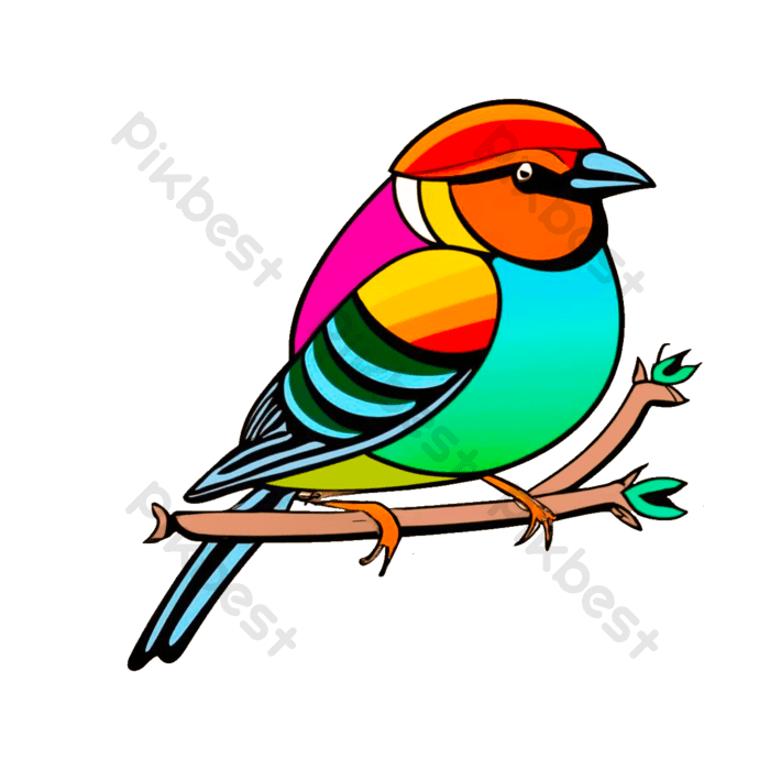 Colored bird with floral pattern png png images psd free download