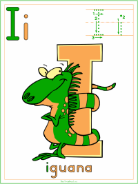 Alphabet letter i iguana preschool lesson plan printable activities worksheets