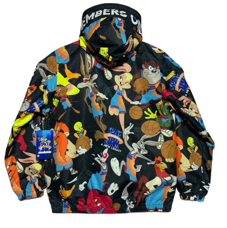 Members only space jam a new legacy looney tunes hooded jacket size medium new