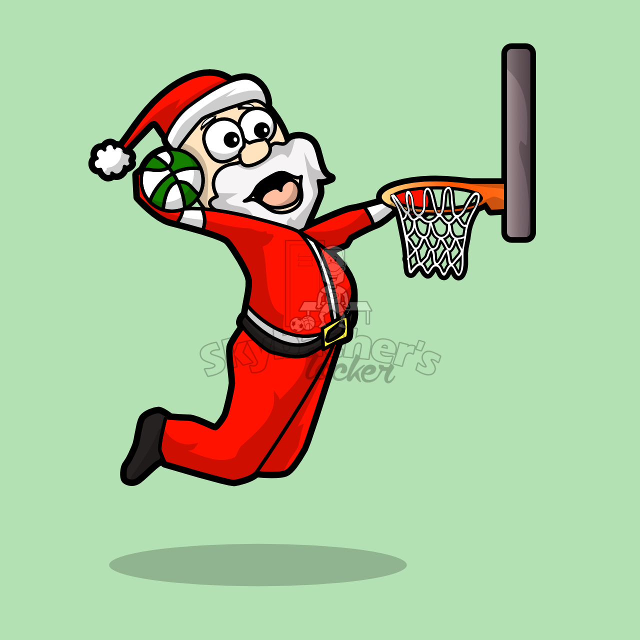 Dunking santa cartoon