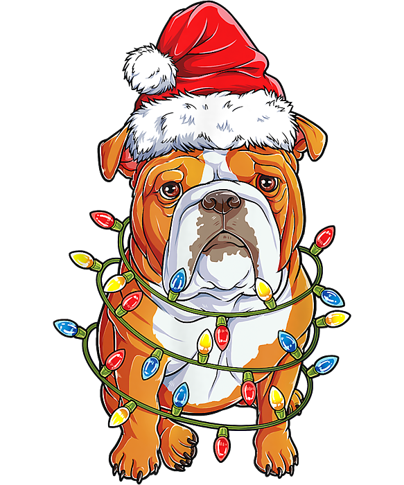 Good birthday santa english bulldog christmas tree lights xmas boys dog retro vintage shower curtain by inny shop