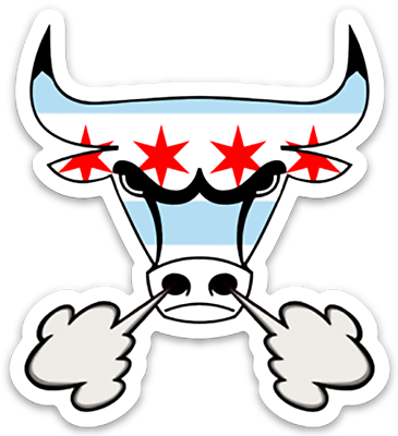 Angry bull chicago flag impression decal sticker