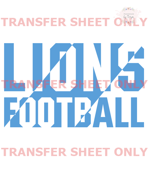 Lions football iron on transfer sheet only â handmade by toya